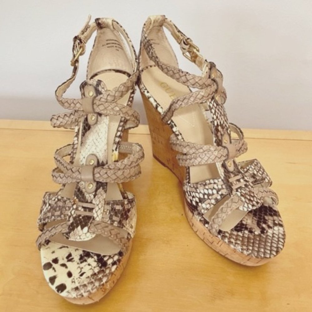 Guess Strappy Wedge Platform Sandals 7M